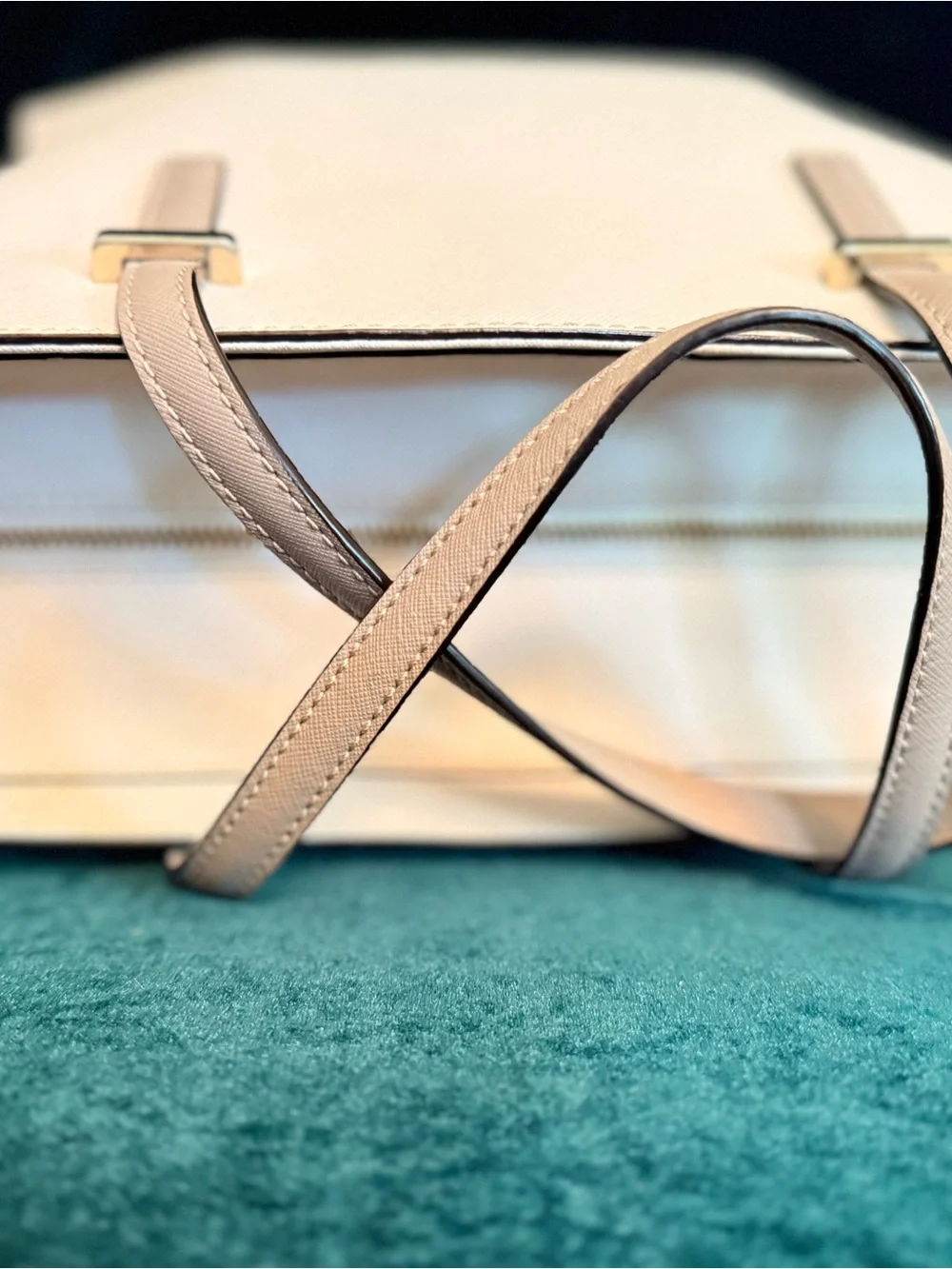 kate spade Cream Saffiano Leather Satchel with Removable Strap